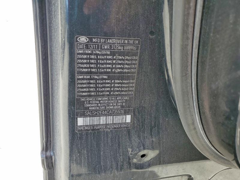 Продаж на аукціоні авто 2012 Land Rover Range Rover Sport, vin: SALSH2E44CA735516, номер лоту: 54897986