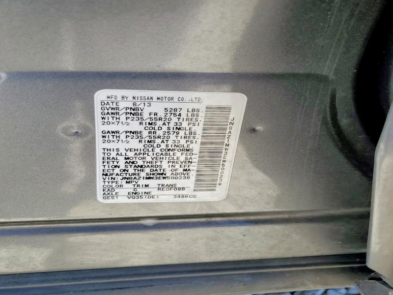 Aukcja sprzedaży 2014 Nissan Murano, vin: JN8AZ1MW3EW500239, numer aukcji: 53087816