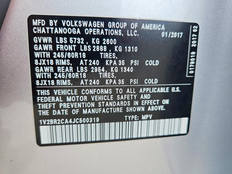 Продажа на аукционе авто 2018 Volkswagen Atlas, vin: 1V2BR2CA4JC500319, номер лота: 54128856