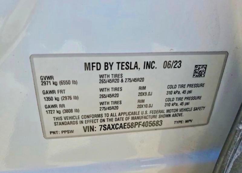 Продаж на аукціоні авто 2023 Tesla Model X, vin: 7SAXCAE58PF405683, номер лоту: 53567026