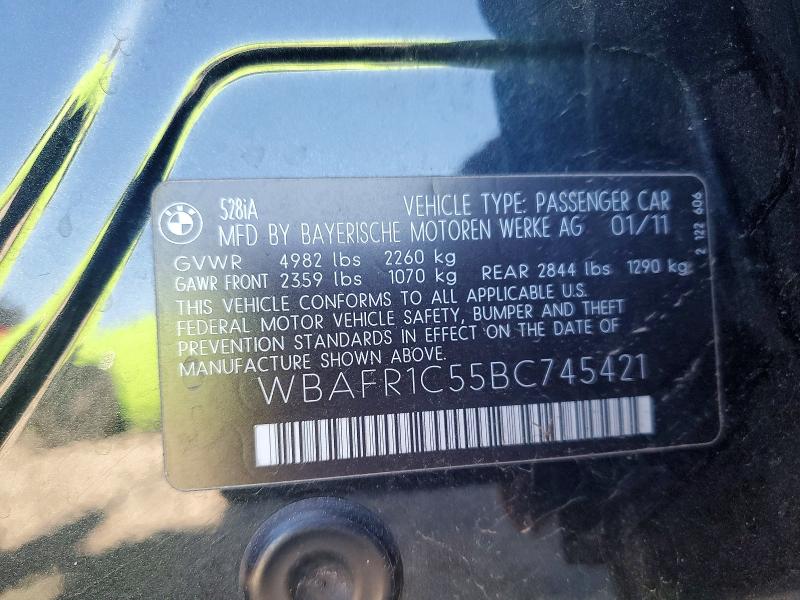 Aukcja sprzedaży 2011 Bmw 528, vin: WBAFR1C55BC745421, numer aukcji: 53176096