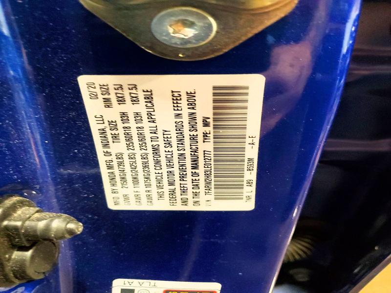 2020 Honda Cr-v მანქანა იყიდება აუქციონზე, vin: 7FARW2H83LE012777, აუქციონის ნომერი: 53061936