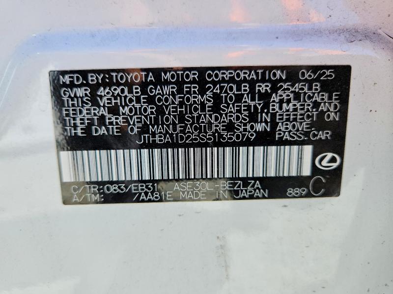 Aukcja sprzedaży 2025 Lexus Is 300, vin: JTHBA1D25S5135079, numer aukcji: 54371506