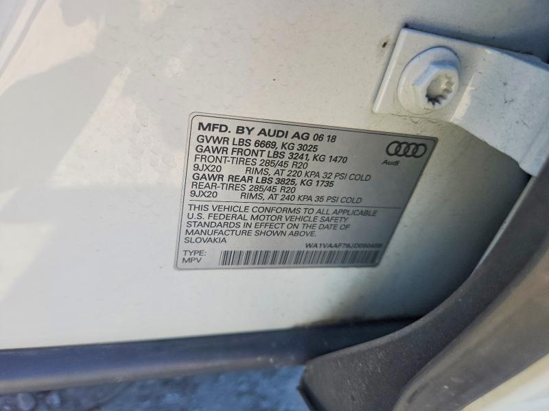 Продаж на аукціоні авто 2018 Audi Q7, vin: WA1VAAF79JD050459, номер лоту: 53324486