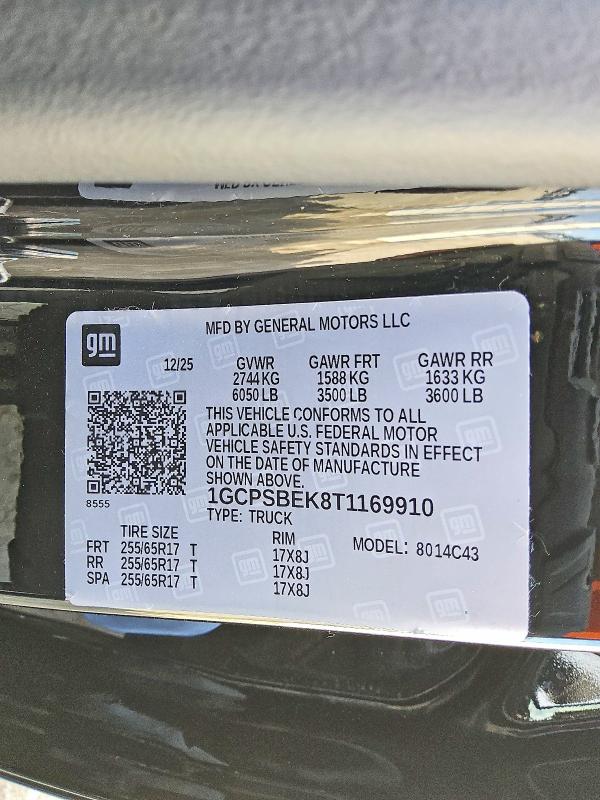 Продаж на аукціоні авто 2026 Chevrolet Colorado, vin: 1GCPSBEK8T1169910, номер лоту: 52239916