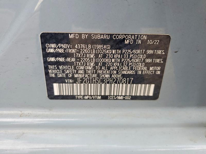Aukcja sprzedaży 2023 Subaru Crosstrek, vin: JF2GTHSC3PH270817, numer aukcji: 55509546
