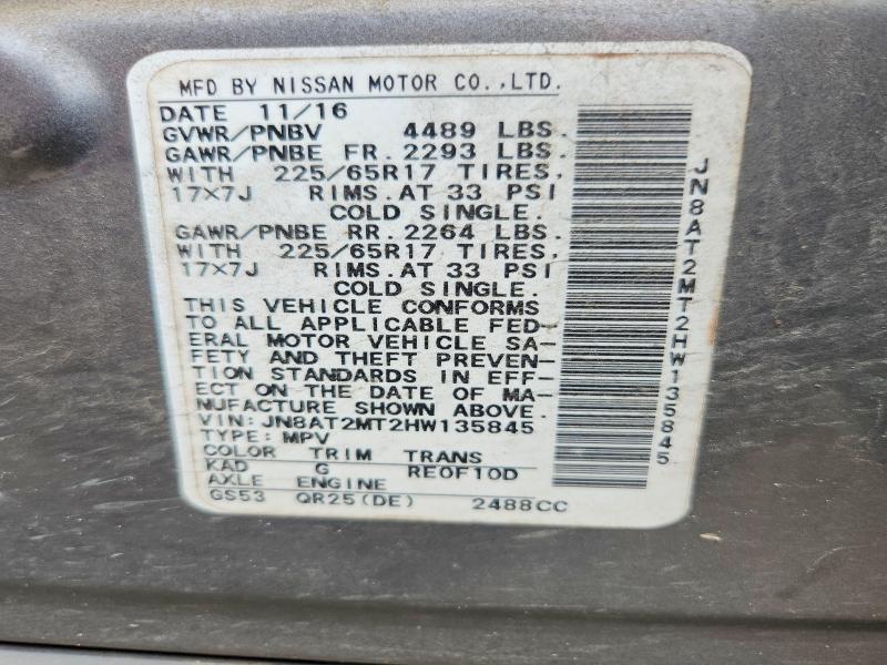 Продажа на аукционе авто 2017 Nissan Rogue, vin: JN8AT2MT2HW135845, номер лота: 53928126