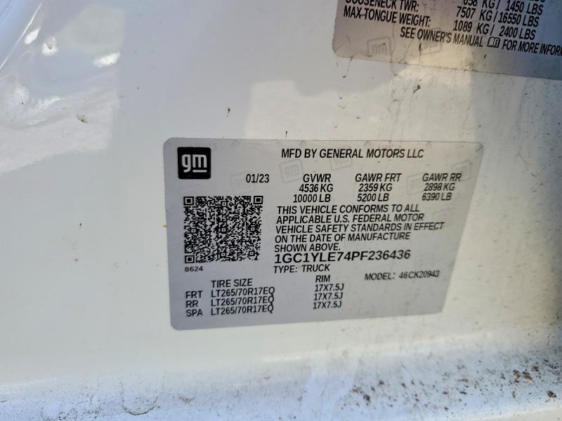 51484176 :رقم المزاد ، 1GC1YLE74PF236436 vin ، 2023 Chevrolet Silverado مزاد بيع