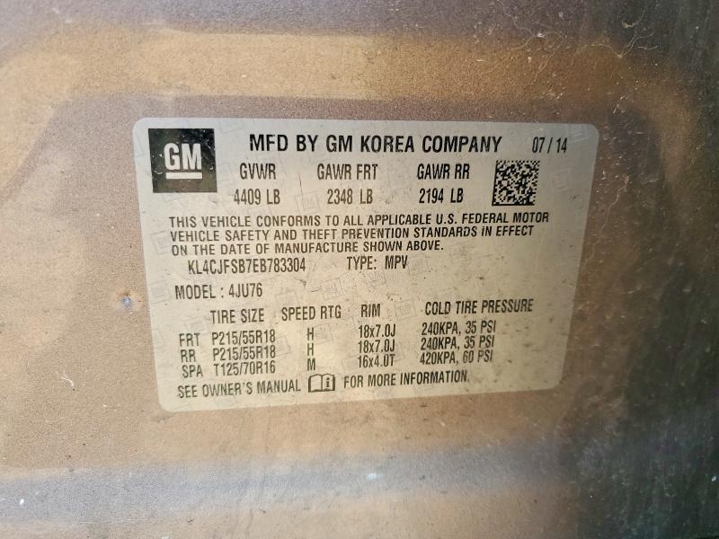 2014 Buick Encore მანქანა იყიდება აუქციონზე, vin: KL4CJFSB7EB783304, აუქციონის ნომერი: 55069546