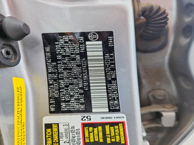 2018 Toyota Camry მანქანა იყიდება აუქციონზე, vin: 4T1B11HK9JU143374, აუქციონის ნომერი: 54481216
