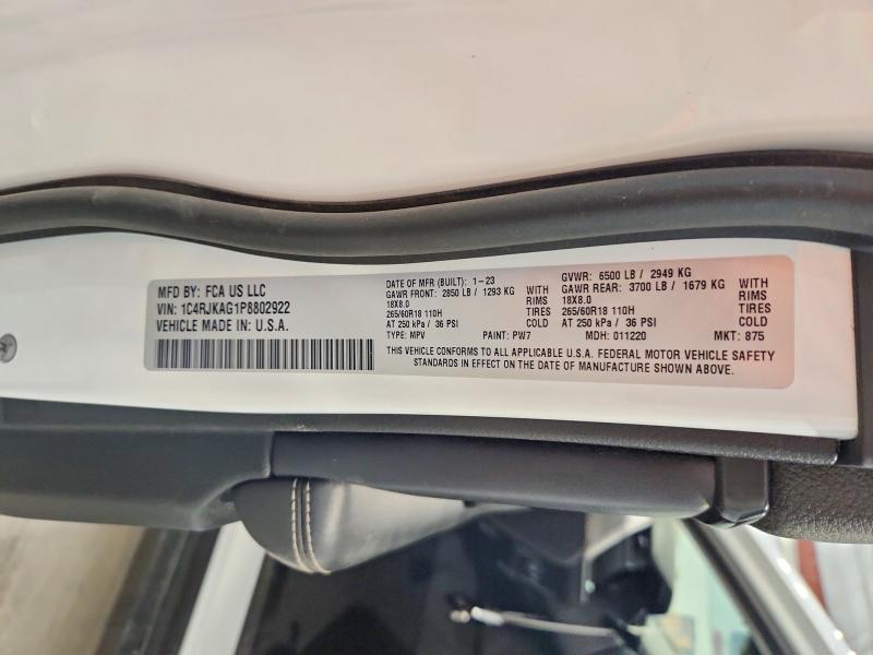 Продаж на аукціоні авто 2023 Jeep Grand Cherokee, vin: 1C4RJKAG1P8802922, номер лоту: 52960666