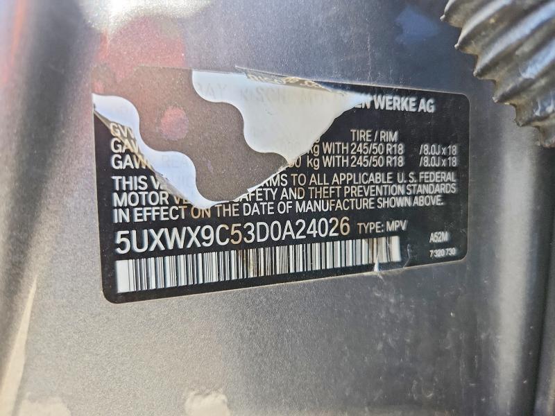 Aukcja sprzedaży 2013 Bmw X3, vin: 5UXWX9C53D0A24026, numer aukcji: 55052126