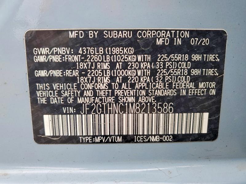 51839816 :رقم المزاد ، JF2GTHNC1M8213586 vin ، 2021 Subaru Crosstrek مزاد بيع