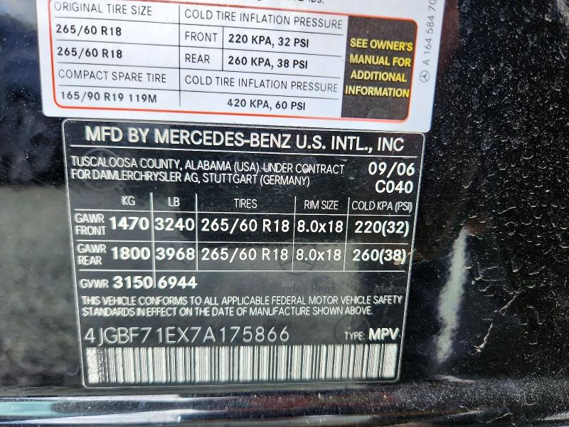 Aukcja sprzedaży 2007 Mercedes-benz Gl, vin: 4JGBF71EX7A175866, numer aukcji: 55626366
