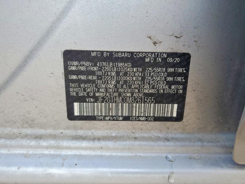 Aukcja sprzedaży 2021 Subaru Crosstrek, vin: JF2GTHMC0M8261565, numer aukcji: 52507926
