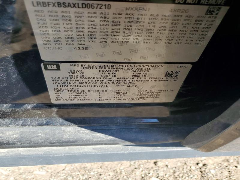 52524446 :رقم المزاد ، LRBFXBSAXLD067210 vin ، 2020 Buick Envision مزاد بيع