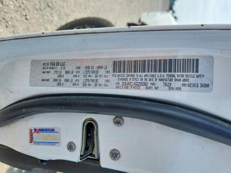 53926666 :رقم المزاد ، 3C6UR5CL4GG235962 vin ، 2016 Ram 2500 مزاد بيع