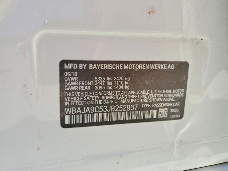 Aukcja sprzedaży 2018 Bmw 530, vin: WBAJA9C53JB252907, numer aukcji: 54182896