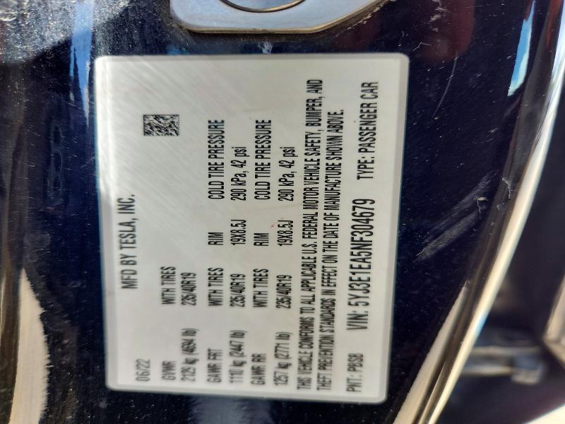 Aukcja sprzedaży 2022 Tesla Model 3, vin: 5YJ3E1EA5NF304679, numer aukcji: 55370936