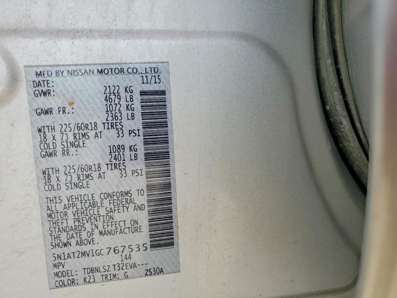 Продаж на аукціоні авто 2016 Nissan Rogue, vin: 5N1AT2MV1GC767535, номер лоту: 55190816