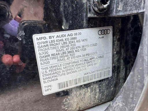 52753106 :رقم المزاد ، WA1LXAF76MD012374 vin ، 2021 Audi Q7 مزاد بيع