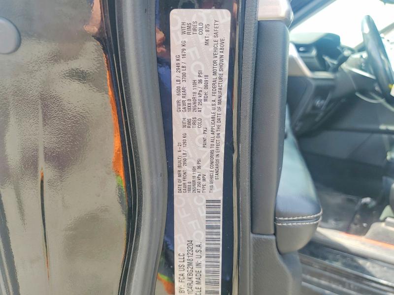 2021 Jeep Grand Cherokee მანქანა იყიდება აუქციონზე, vin: 1C4RJKBG2M8123204, აუქციონის ნომერი: 54657156