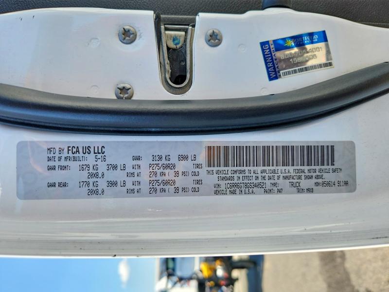 52562566 :رقم المزاد ، 1C6RR6GT8GS340521 vin ، 2016 Ram 1500 مزاد بيع