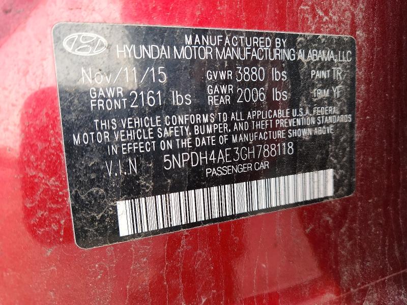 Продажа на аукционе авто 2016 Hyundai Elantra, vin: 5NPDH4AE3GH788118, номер лота: 54783306
