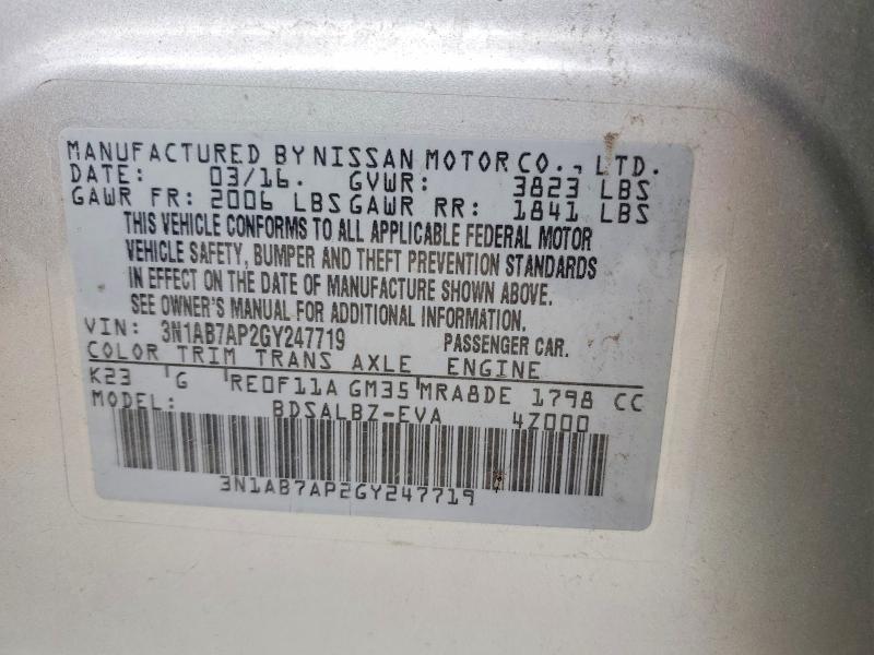 54619146 :رقم المزاد ، 3N1AB7AP2GY247719 vin ، 2016 Nissan Sentra مزاد بيع