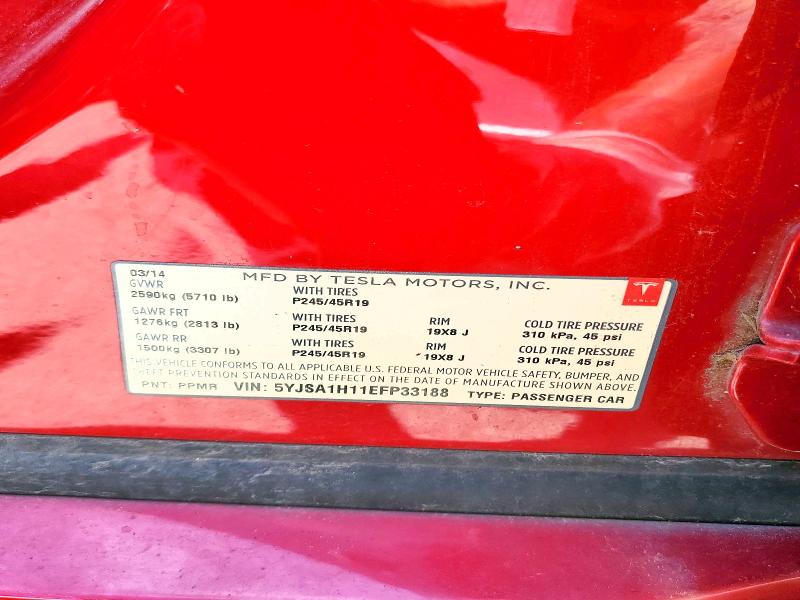 Продаж на аукціоні авто 2014 Tesla Model S, vin: 5YJSA1H11EFP33188, номер лоту: 55142766