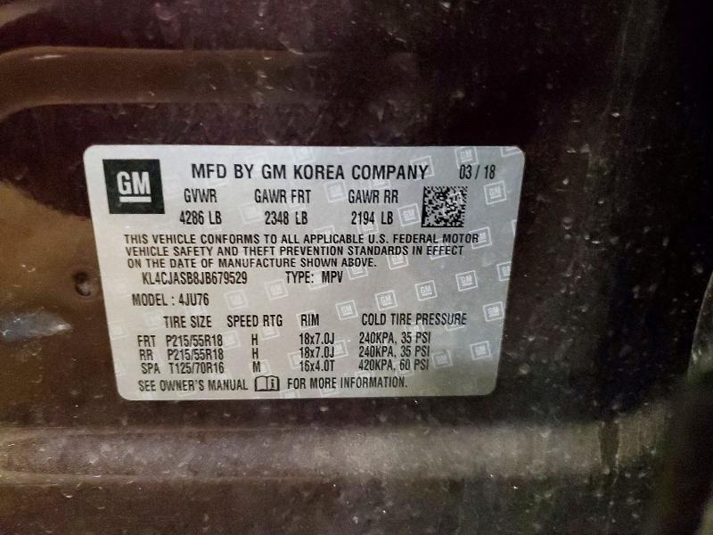 Продажа на аукционе авто 2018 Buick Encore, vin: KL4CJASB8JB679529, номер лота: 53049376
