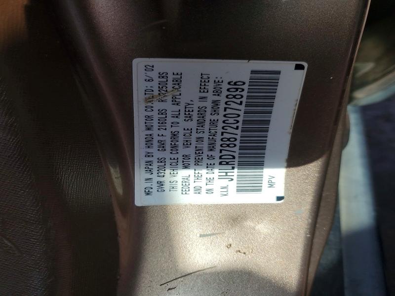Aukcja sprzedaży 2002 Honda Cr-v, vin: JHLRD78872C072896, numer aukcji: 54417436