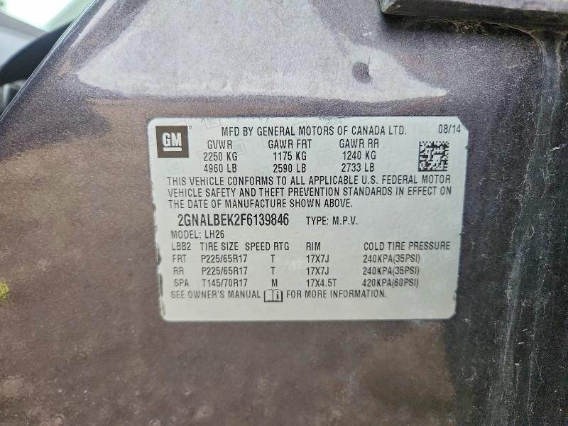Продажа на аукционе авто 2015 Chevrolet Equinox, vin: 2GNALBEK2F6139846, номер лота: 53776006