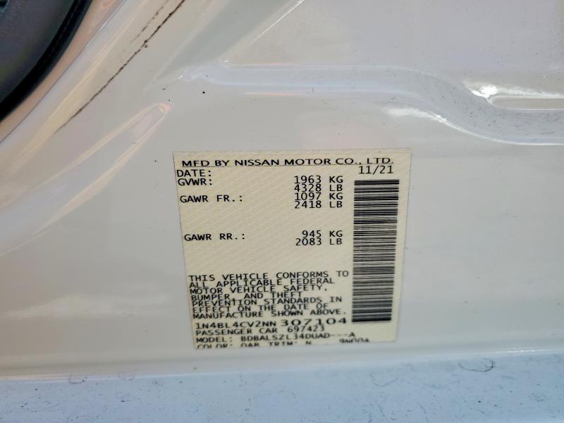 Aukcja sprzedaży 2022 Nissan Altima, vin: 1N4BL4CV2NN307104, numer aukcji: 55215756