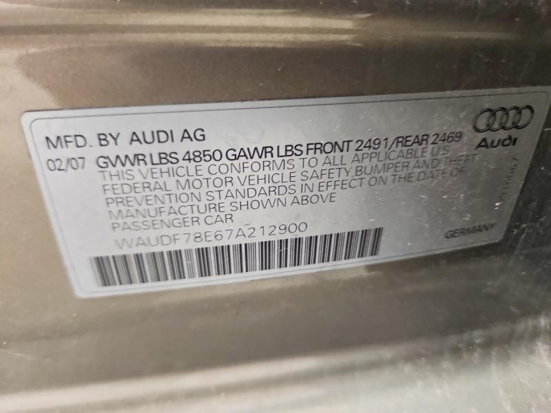 Aukcja sprzedaży 2007 Audi A4, vin: WAUDF78E67A212900, numer aukcji: 54299976