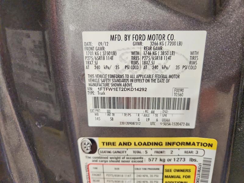 Продаж на аукціоні авто 2013 Ford F150, vin: 1FTFW1ET2DKD14292, номер лоту: 54138836