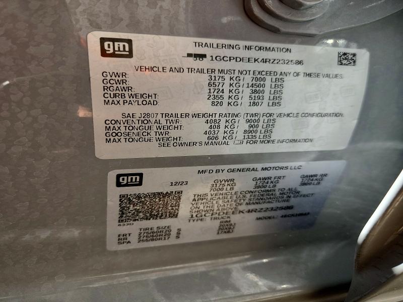 Продажа на аукционе авто 2024 Chevrolet Silverado, vin: 1GCPDEEK4RZ232586, номер лота: 54152536