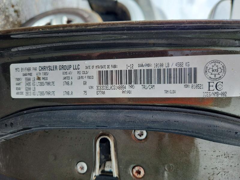 54261496 :رقم المزاد ، 3C63D3EL0CG148954 vin ، 2012 Dodge Ram 3500 مزاد بيع