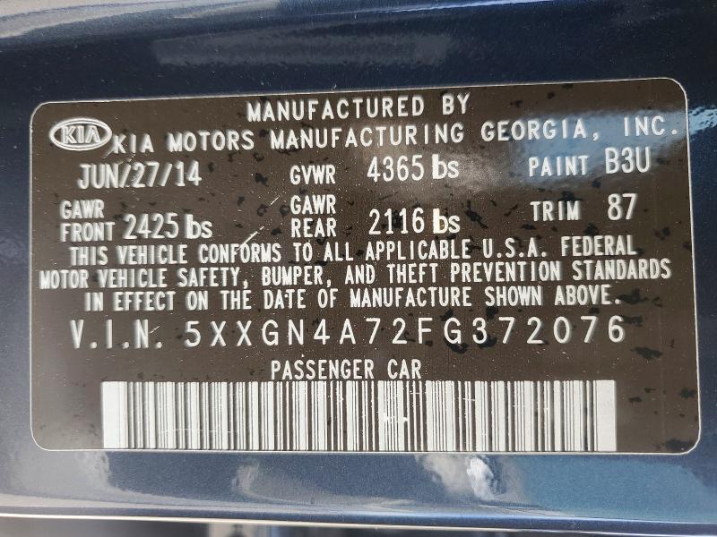 Aukcja sprzedaży 2015 Kia Optima, vin: 5XXGN4A72FG372076, numer aukcji: 54403016
