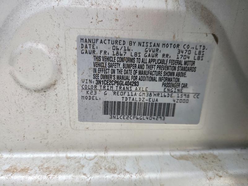 55149816 :رقم المزاد ، 3N1CE2CP6GL404293 vin ، 2016 Nissan Versa Note مزاد بيع