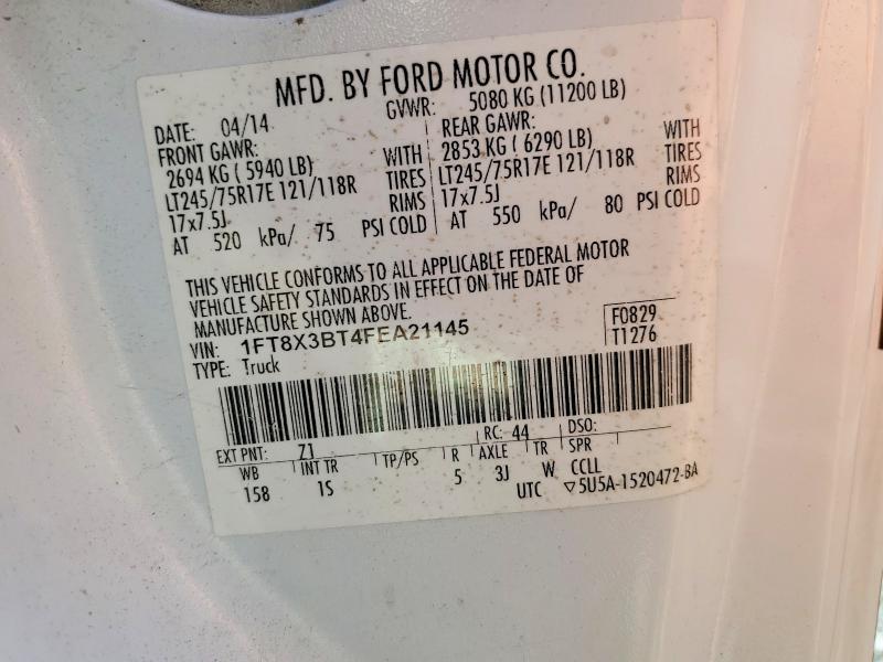 2015 Ford F350 მანქანა იყიდება აუქციონზე, vin: 1FT8X3BT4FEA21145, აუქციონის ნომერი: 55190436
