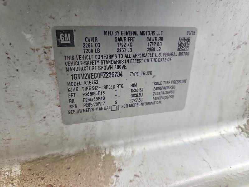 Aukcja sprzedaży 2015 Gmc Sierra 150, vin: 1GTV2VEC0FZ236734, numer aukcji: 98824095
