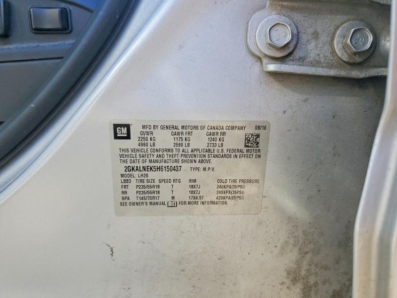 Aukcja sprzedaży 2017 Gmc Terrain, vin: 2GKALNEK5H6150437, numer aukcji: 53051586