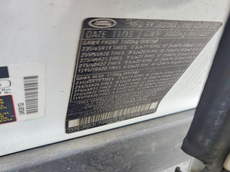 Продаж на аукціоні авто 2016 Land Rover Range Rover Sport, vin: SALWR2VFXGA639153, номер лоту: 55246736