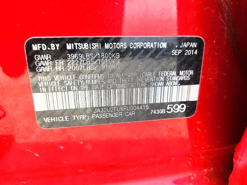 Продаж на аукціоні авто 2015 Mitsubishi Lancer, vin: JA32U2FUXFU004415, номер лоту: 54450886