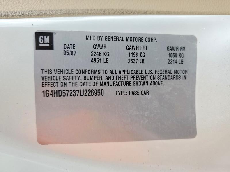 2007 Buick Lucerne მანქანა იყიდება აუქციონზე, vin: 1G4HD57237U226950, აუქციონის ნომერი: 52724636