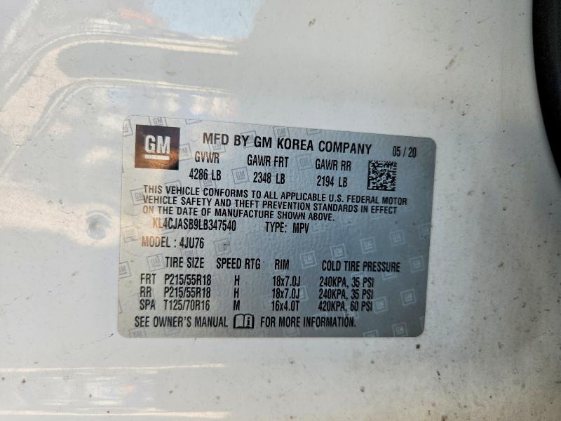 Продаж на аукціоні авто 2020 Buick Encore, vin: KL4CJASB9LB347540, номер лоту: 53440036