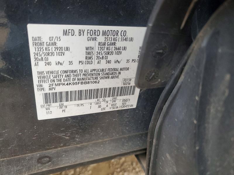 Продажа на аукционе авто 2015 Ford Edge, vin: 2FMPK4K95FBB81062, номер лота: 52549066