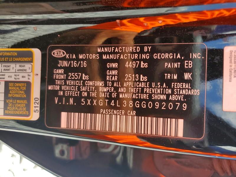 Продажа на аукционе авто 2016 Kia Optima, vin: 5XXGT4L38GG092079, номер лота: 54169046