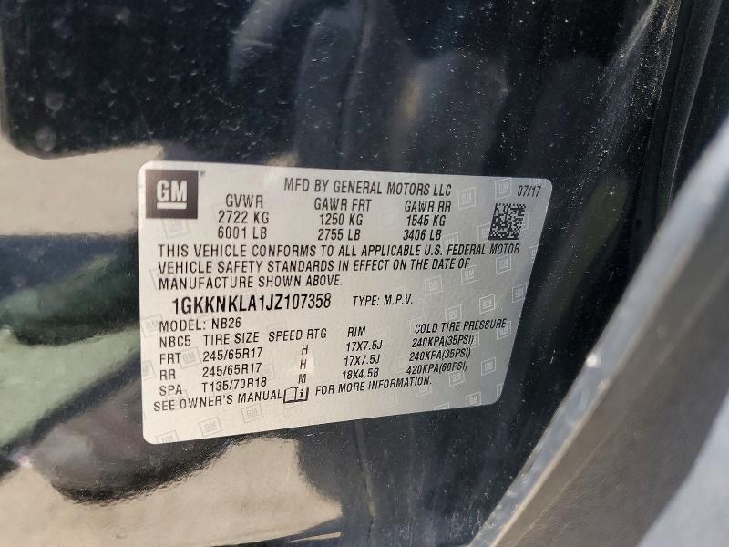 Aukcja sprzedaży 2018 Gmc Acadia, vin: 1GKKNKLA1JZ107358, numer aukcji: 52009996